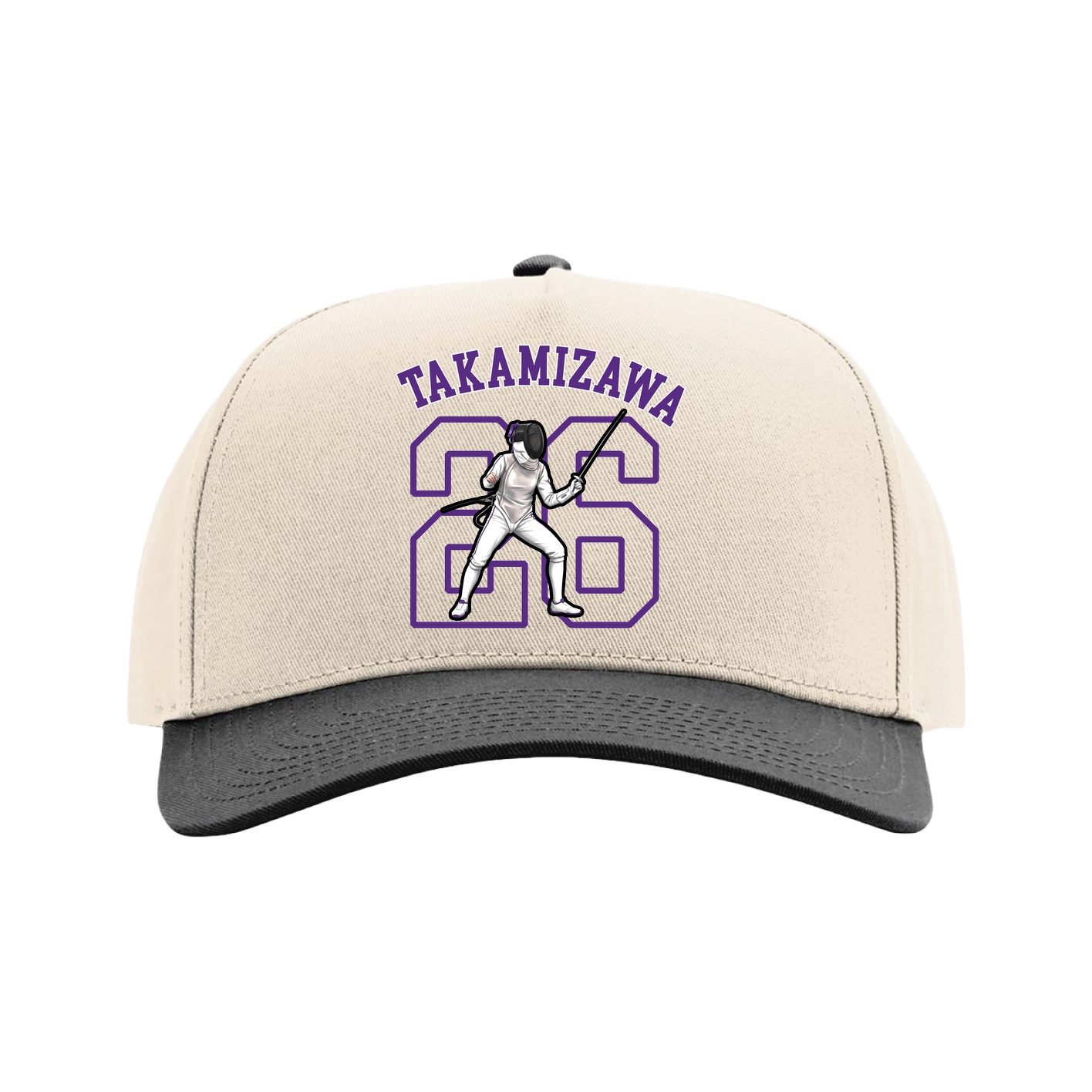 Full Fabric Five-Panel Champ Cap — Shirsey Arch in Cream/Black