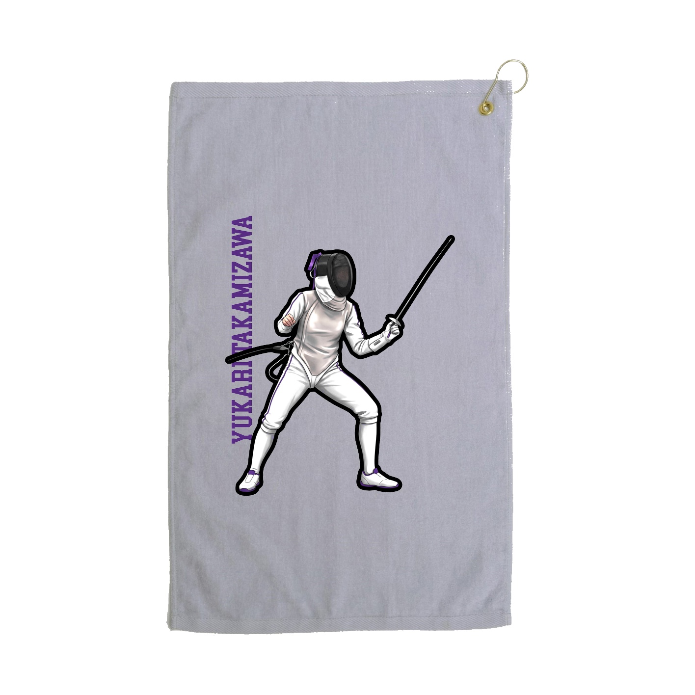 Golf Towel — Name Vertical in Grey