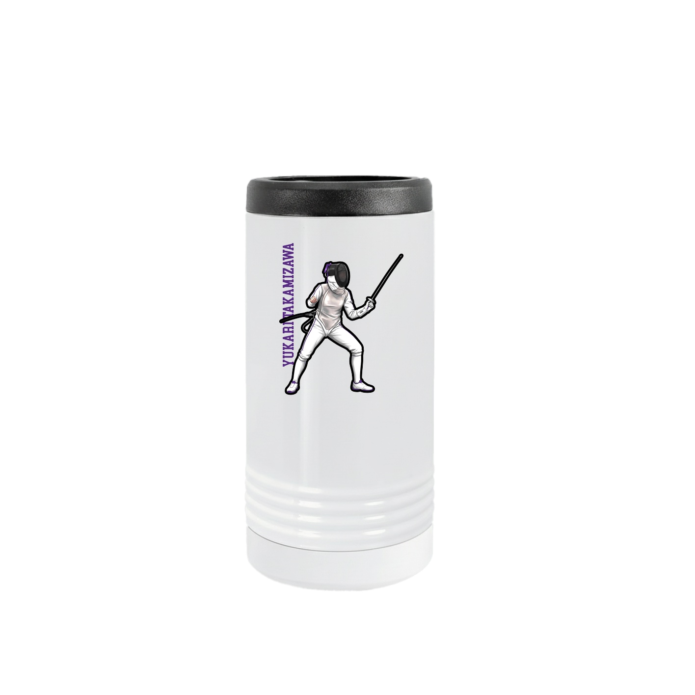 Slim Beverage Holder — Name Vertical in White