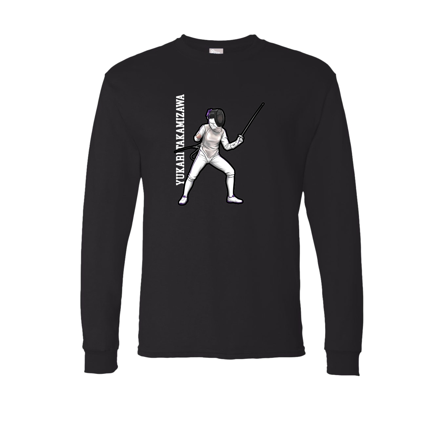 Long Sleeve Tee — Name Vertical in Black