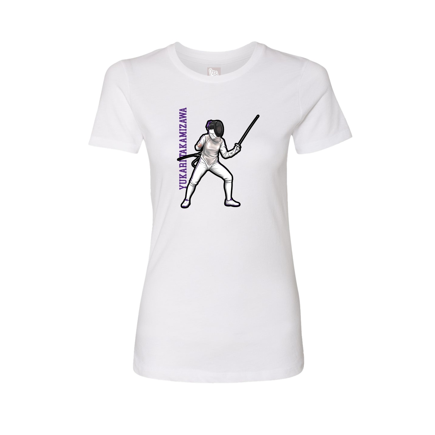 Fitted Women's Tee — Name Vertical in White