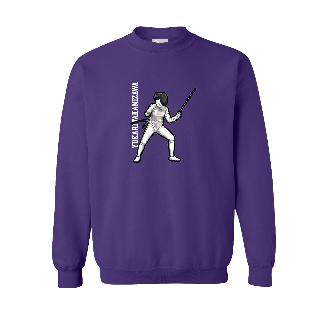 Fleece Crew — Name Vertical in Purple