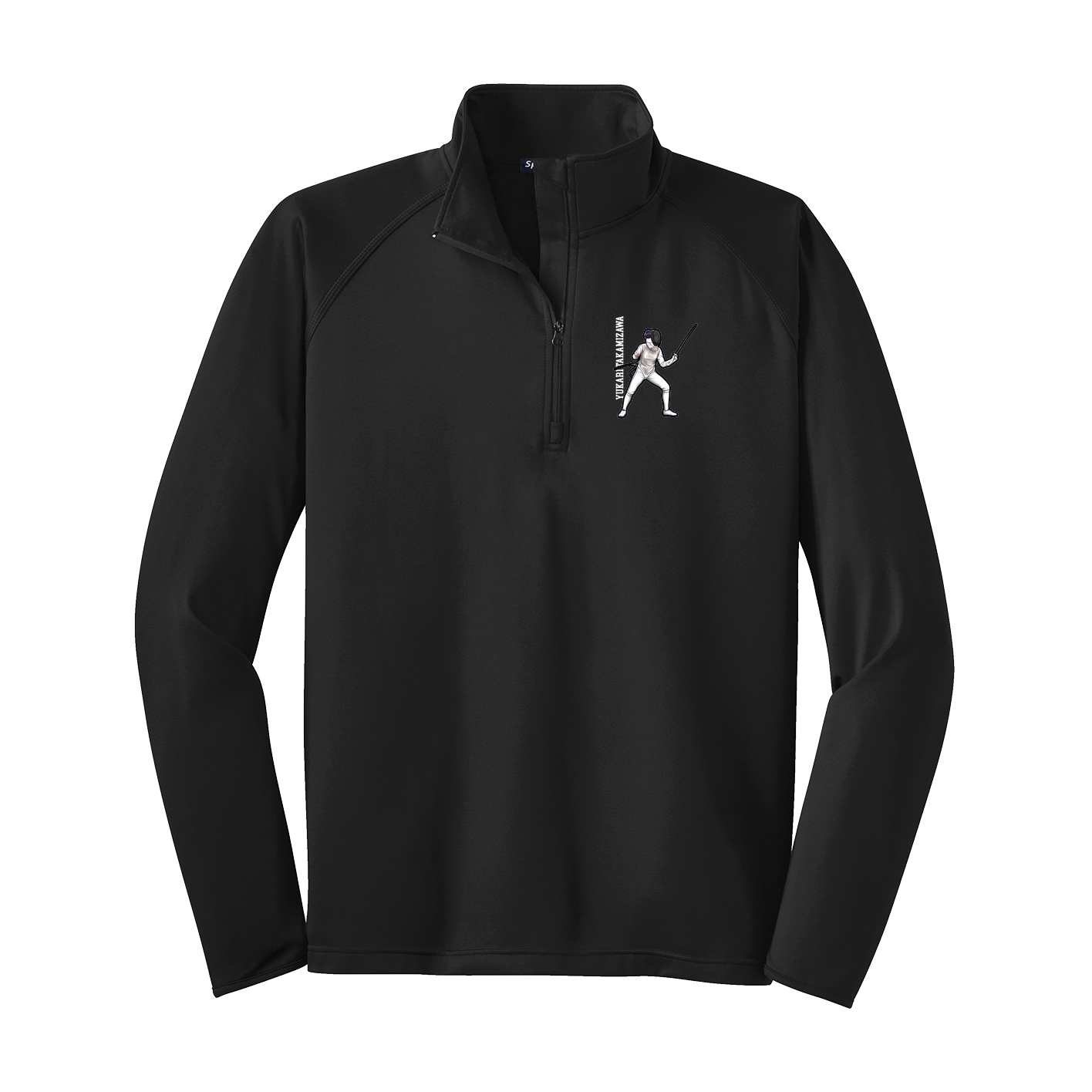 Q-Zip Pullover — Name Vertical in Black