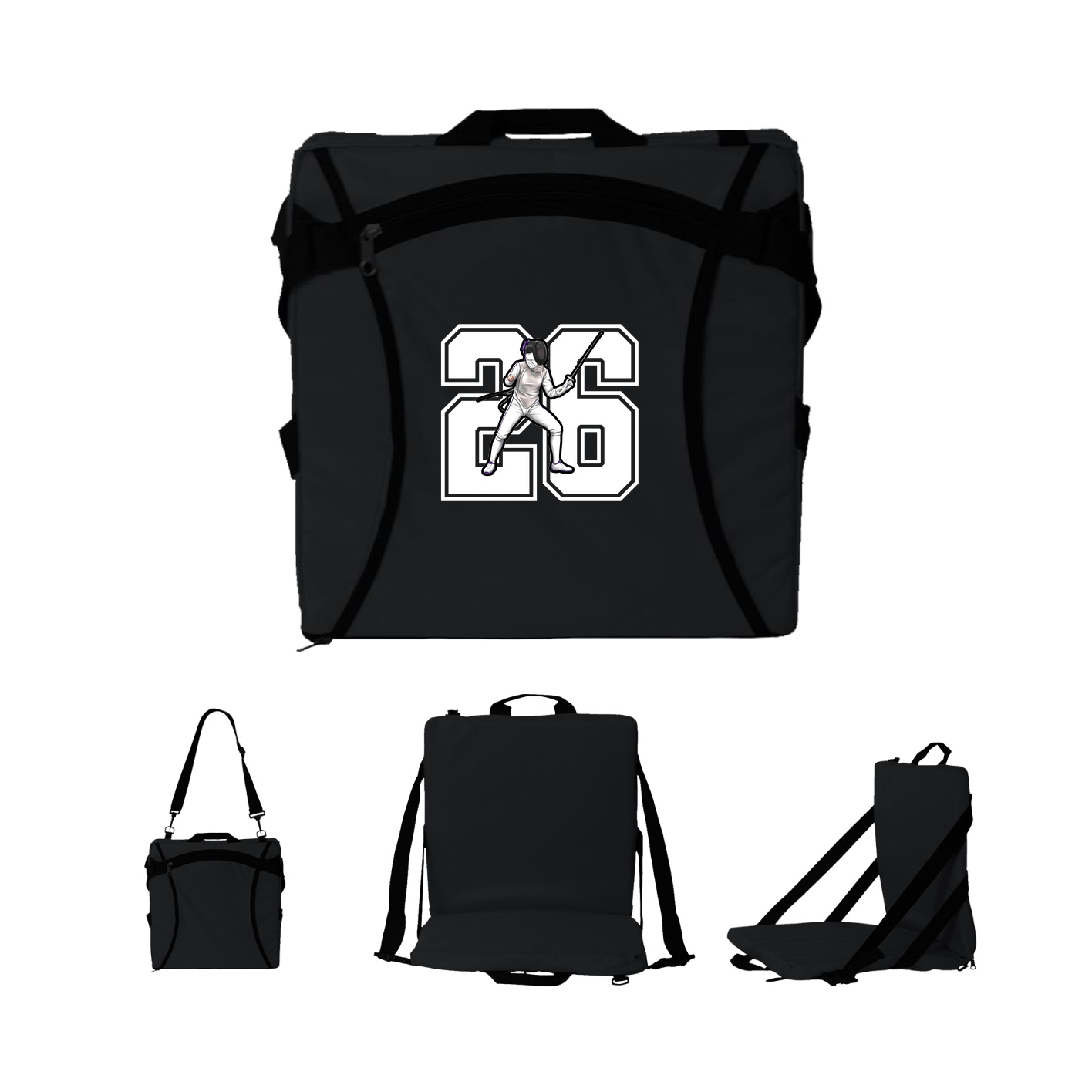 Folding Stadium Seat — Number in Black