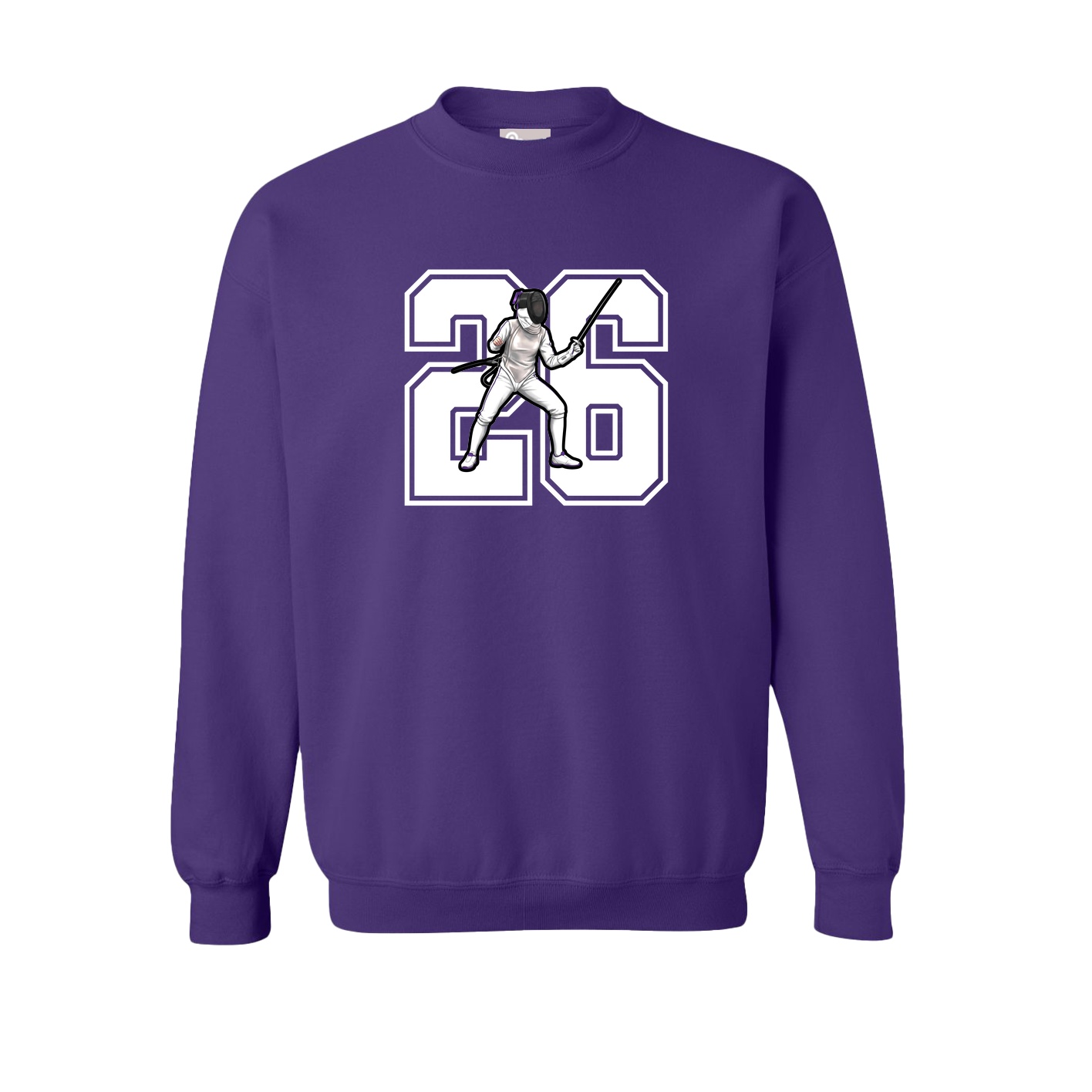 Fleece Crew — Number in Purple