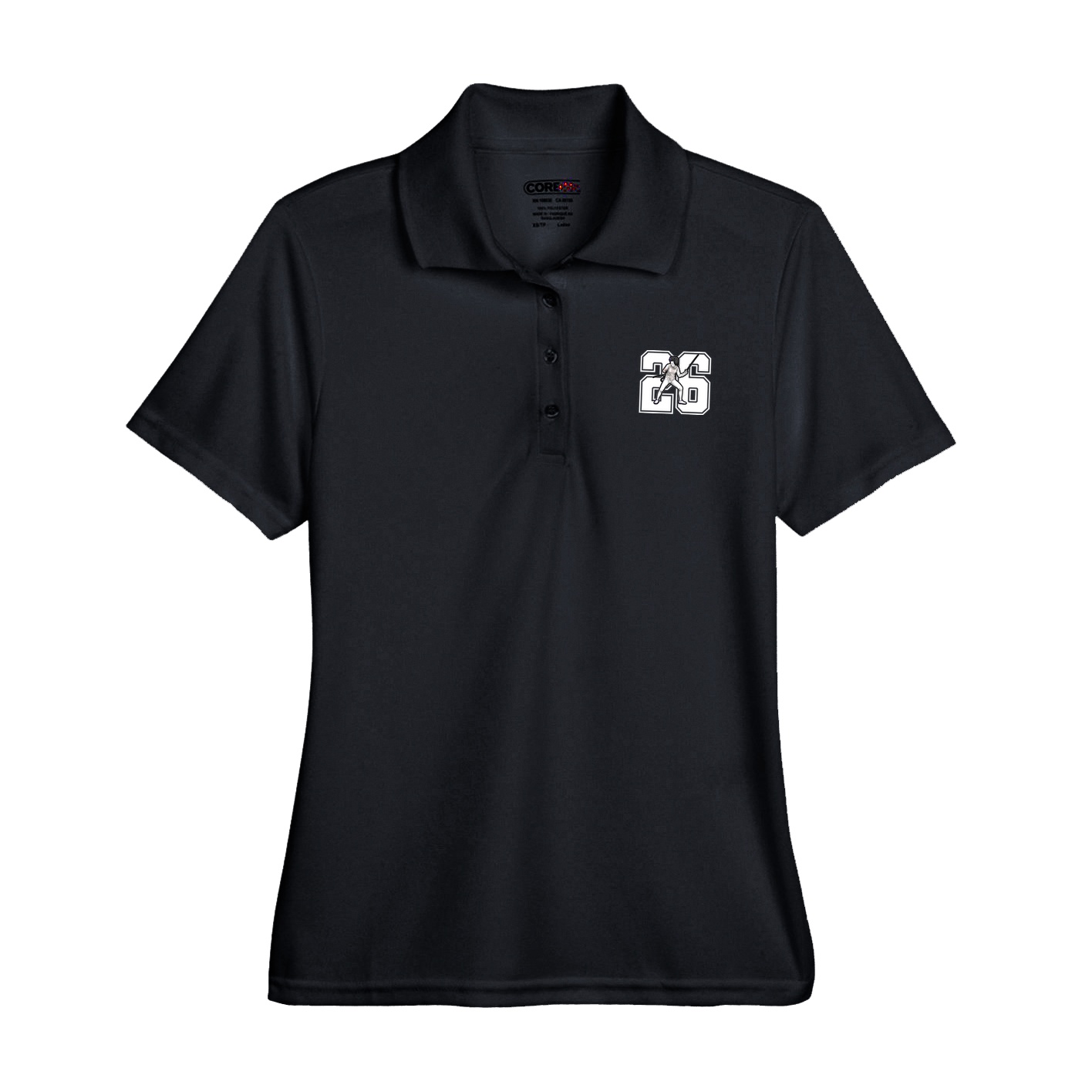 Womens Performance Polo — Number in Black