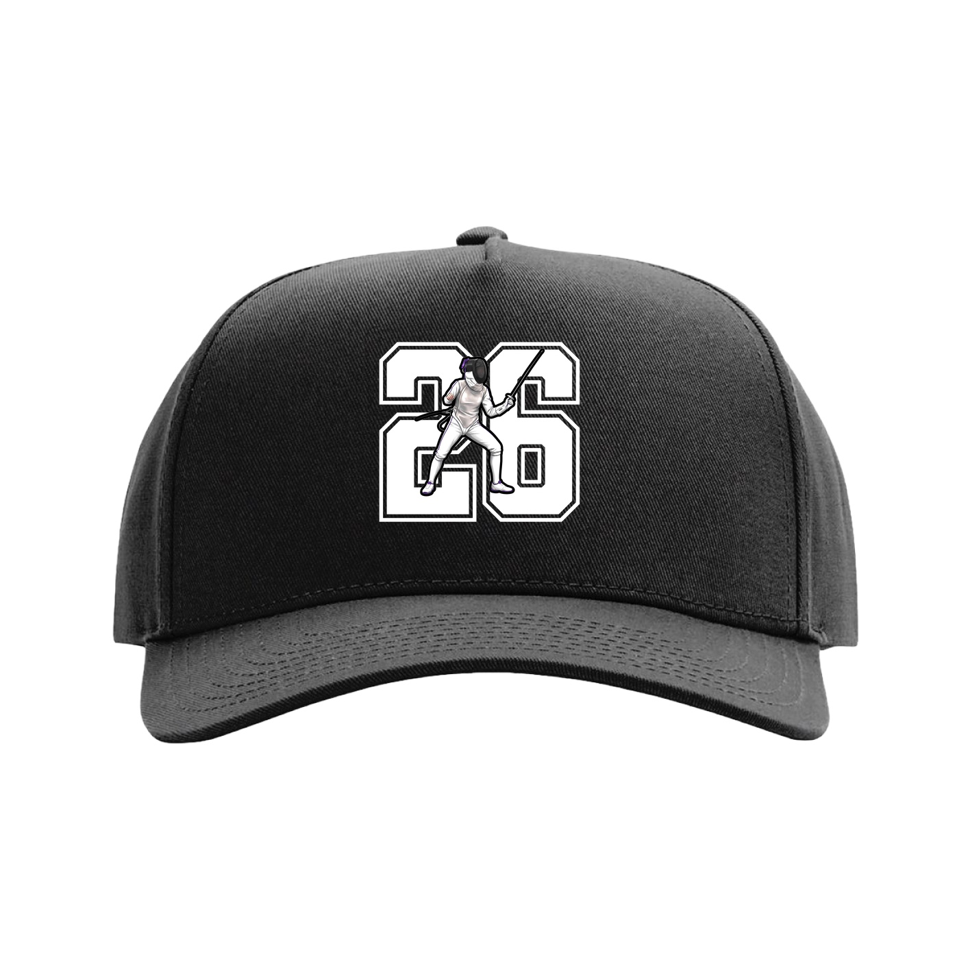 Full Fabric Five-Panel Champ Cap — Number in Black