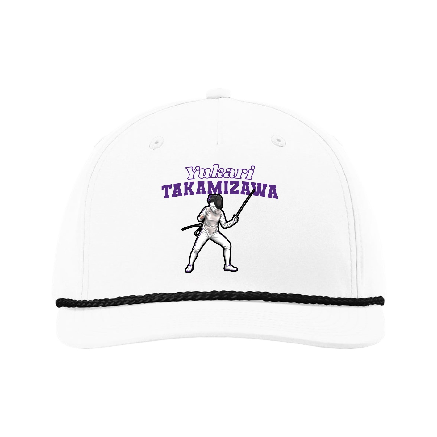Five-Panel Classic Rope Cap — Name Arch in White