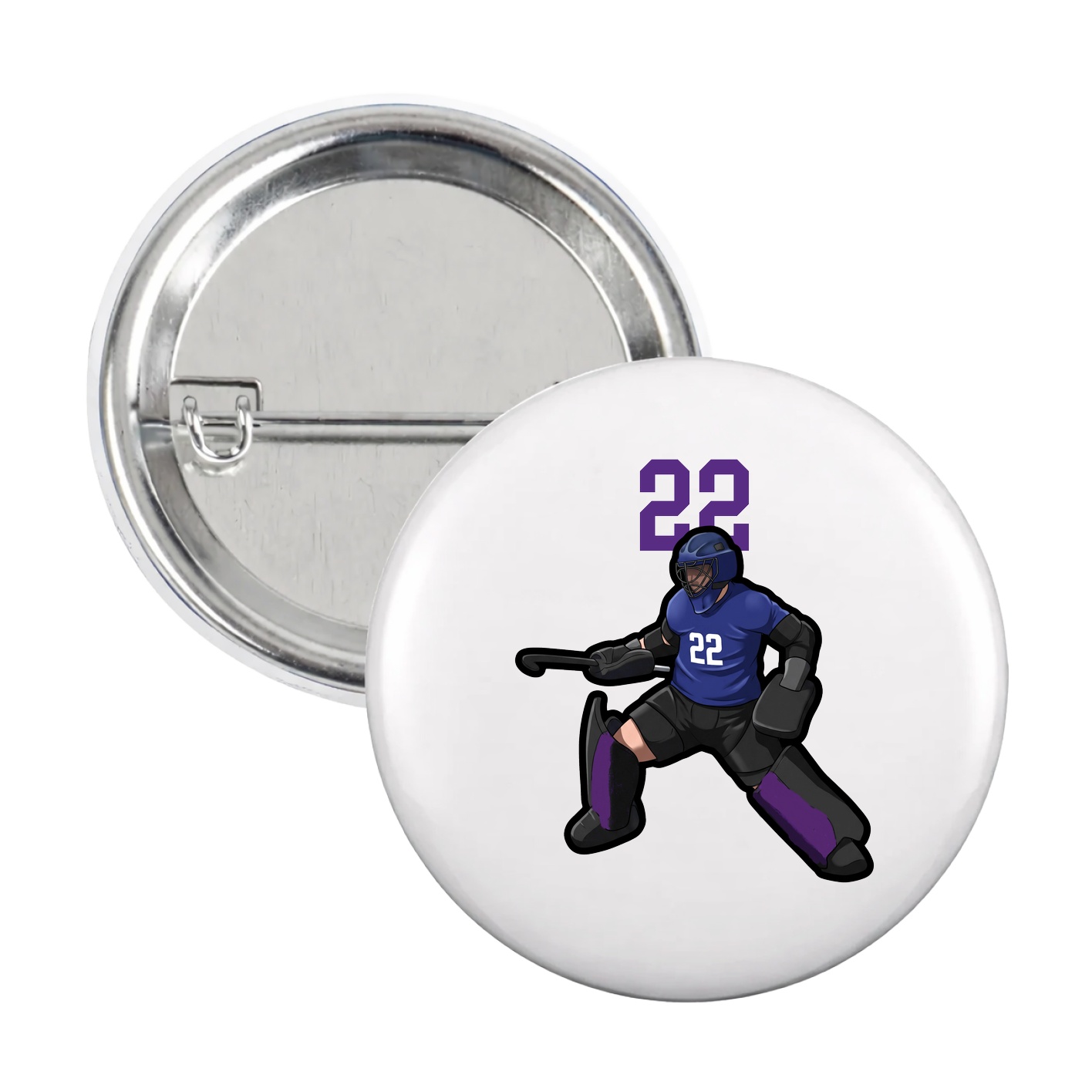 Game Day Button — Number Top in White