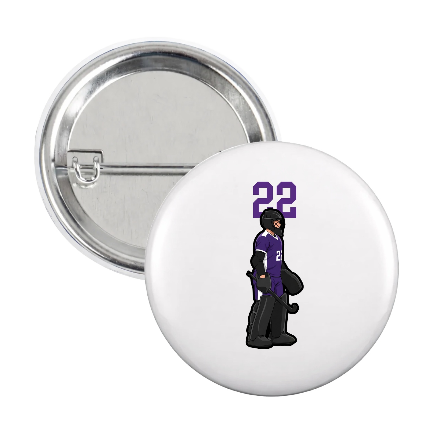Game Day Button — Number Top in White