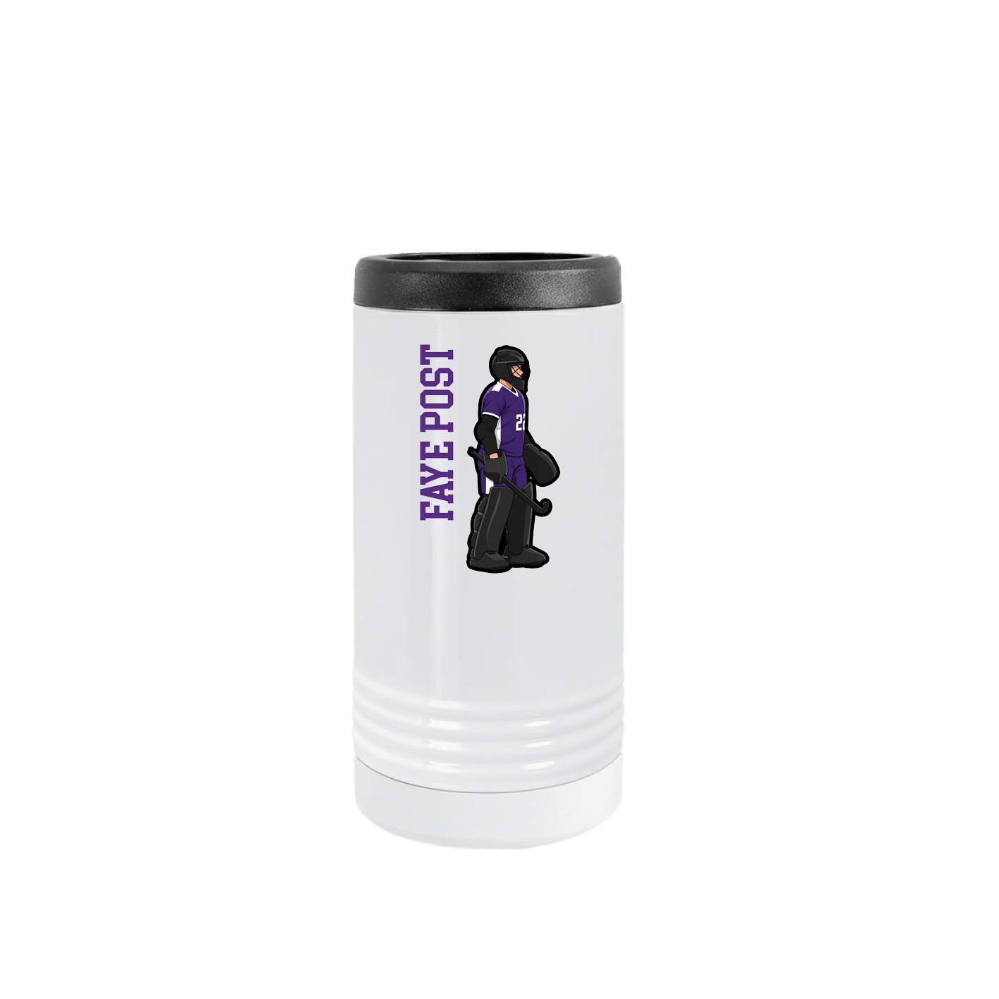 Slim Beverage Holder — Name Vertical in White