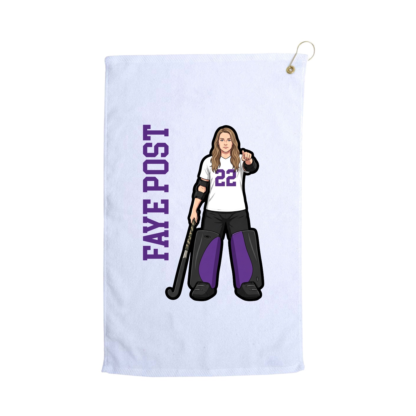 Golf Towel — Name Vertical in White