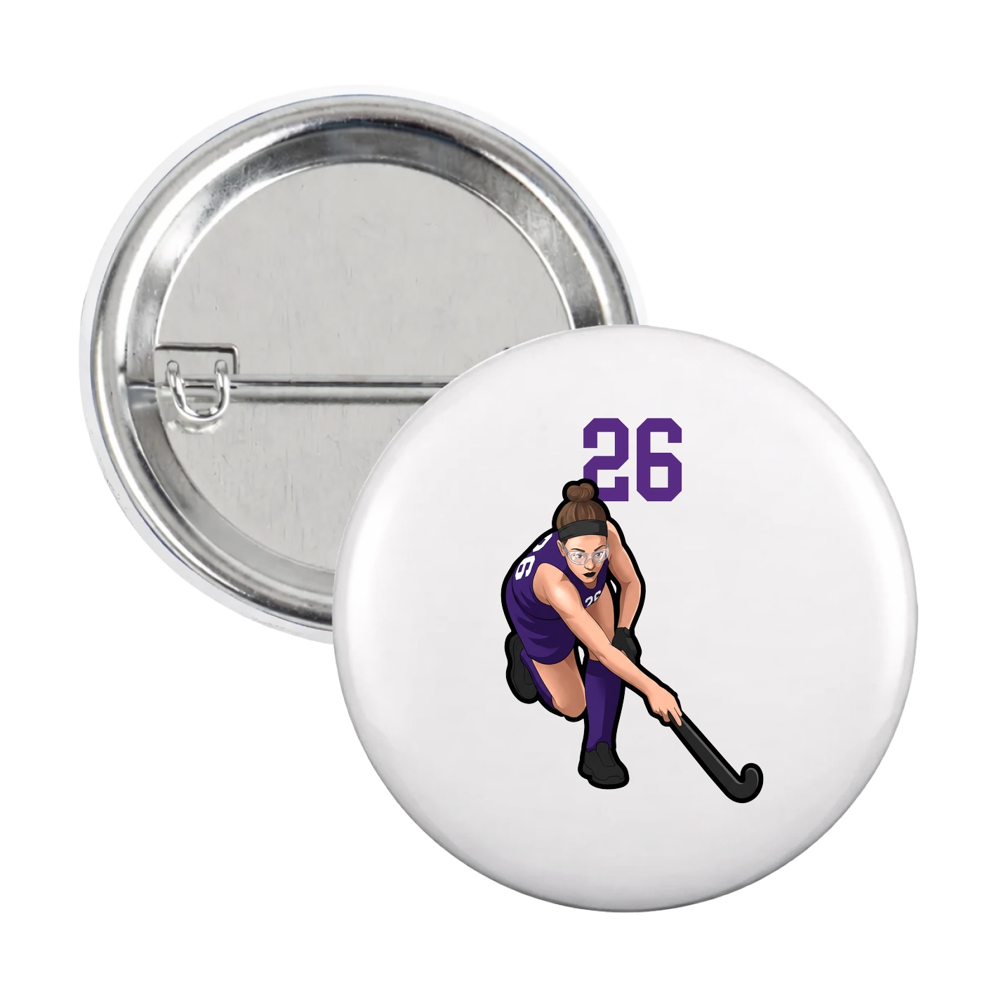 Game Day Button — Number Top in White