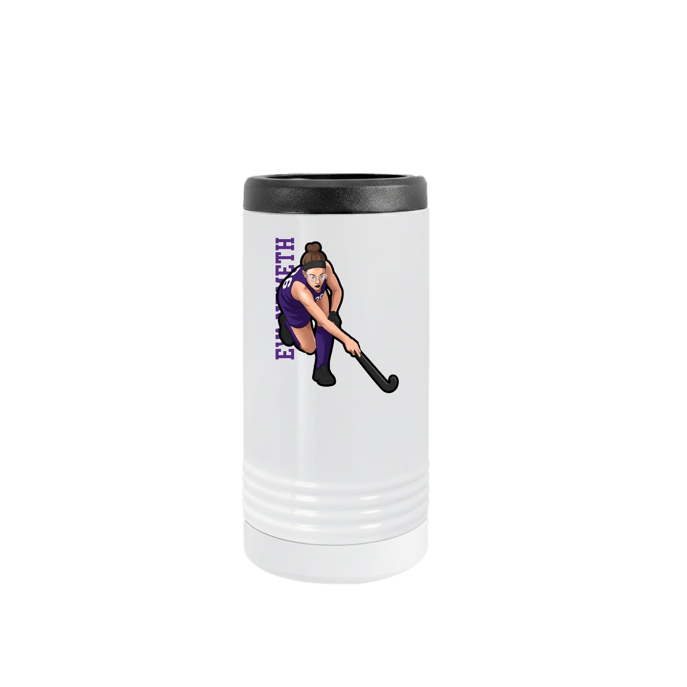 Slim Beverage Holder — Name Vertical in White