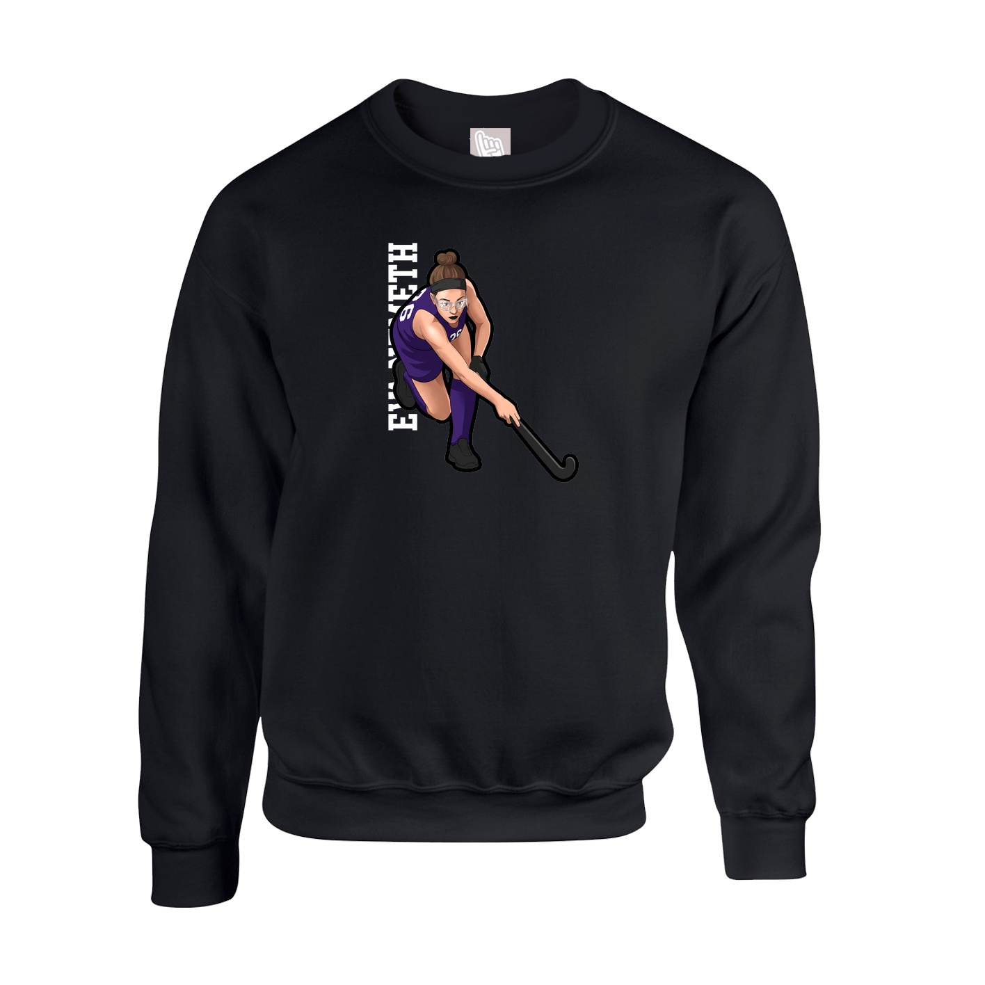 Fleece Crew — Name Vertical in Black