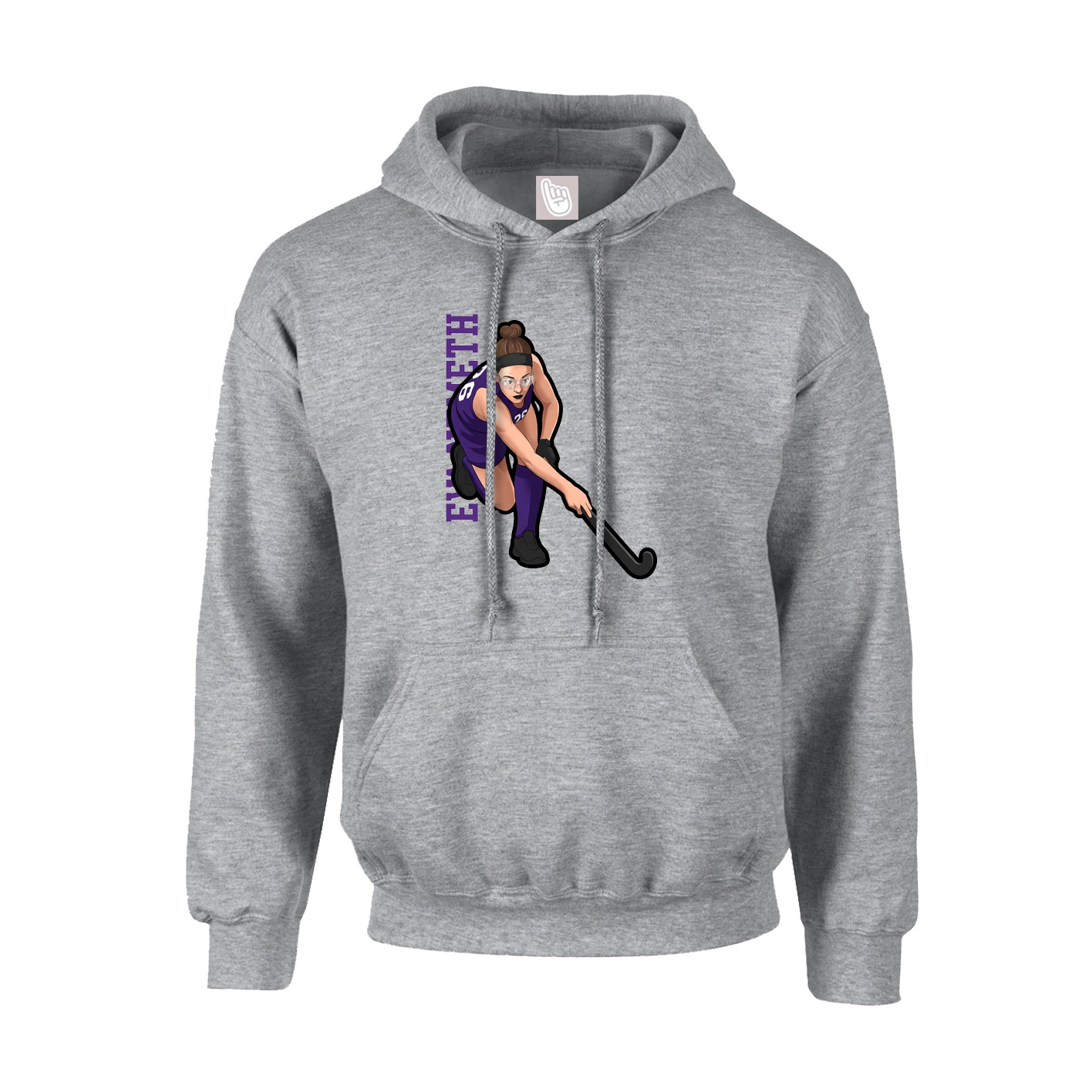 Youth Hoodie — Name Vertical in Grey