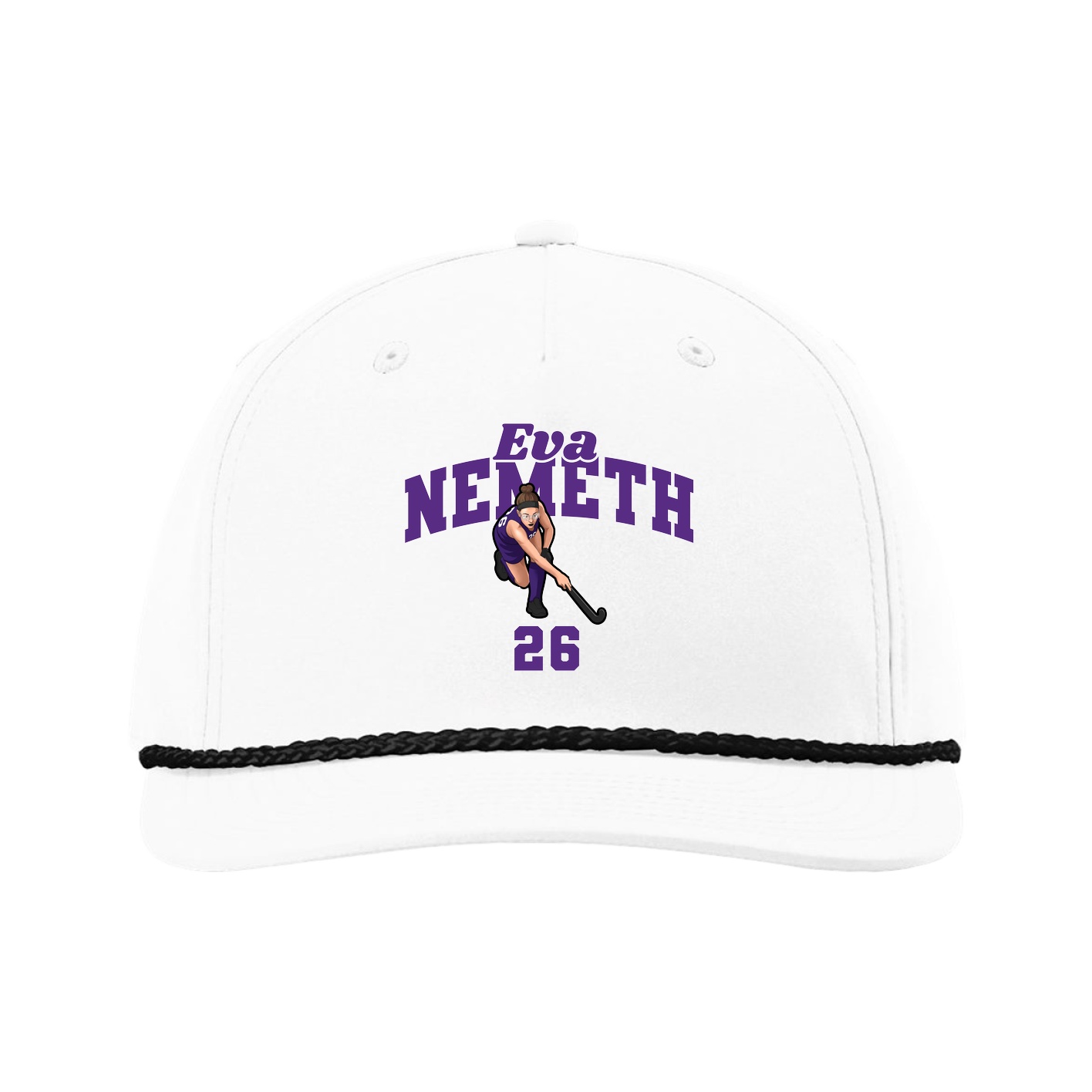 Five-Panel Classic Rope Cap — Signature Arch in White