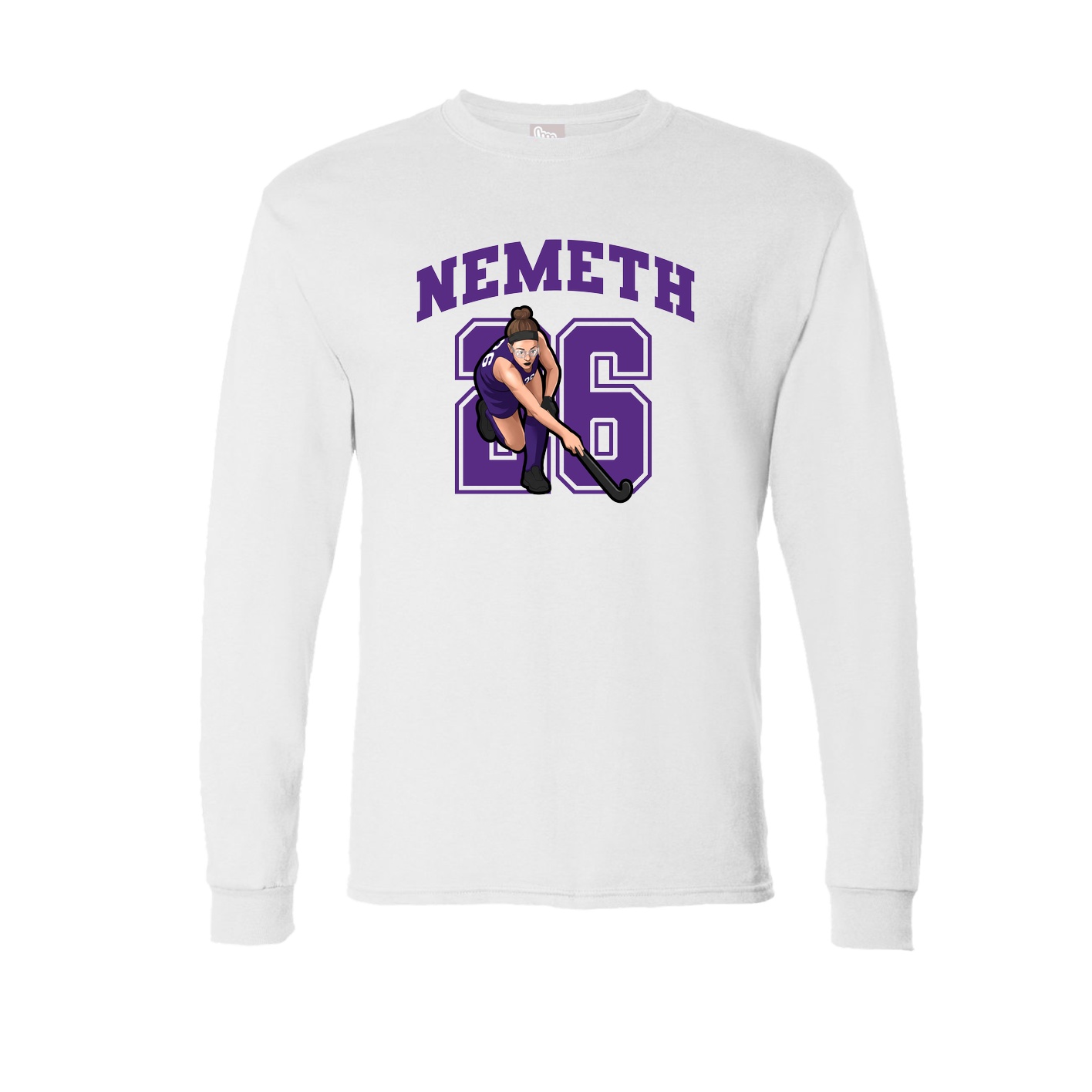 Long Sleeve Tee — Number in White