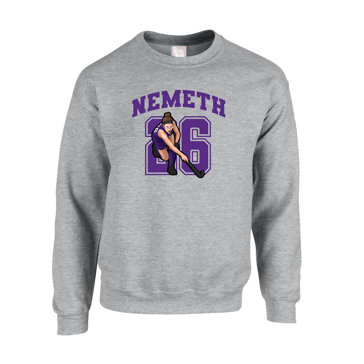 Fleece Crew — Number in Grey