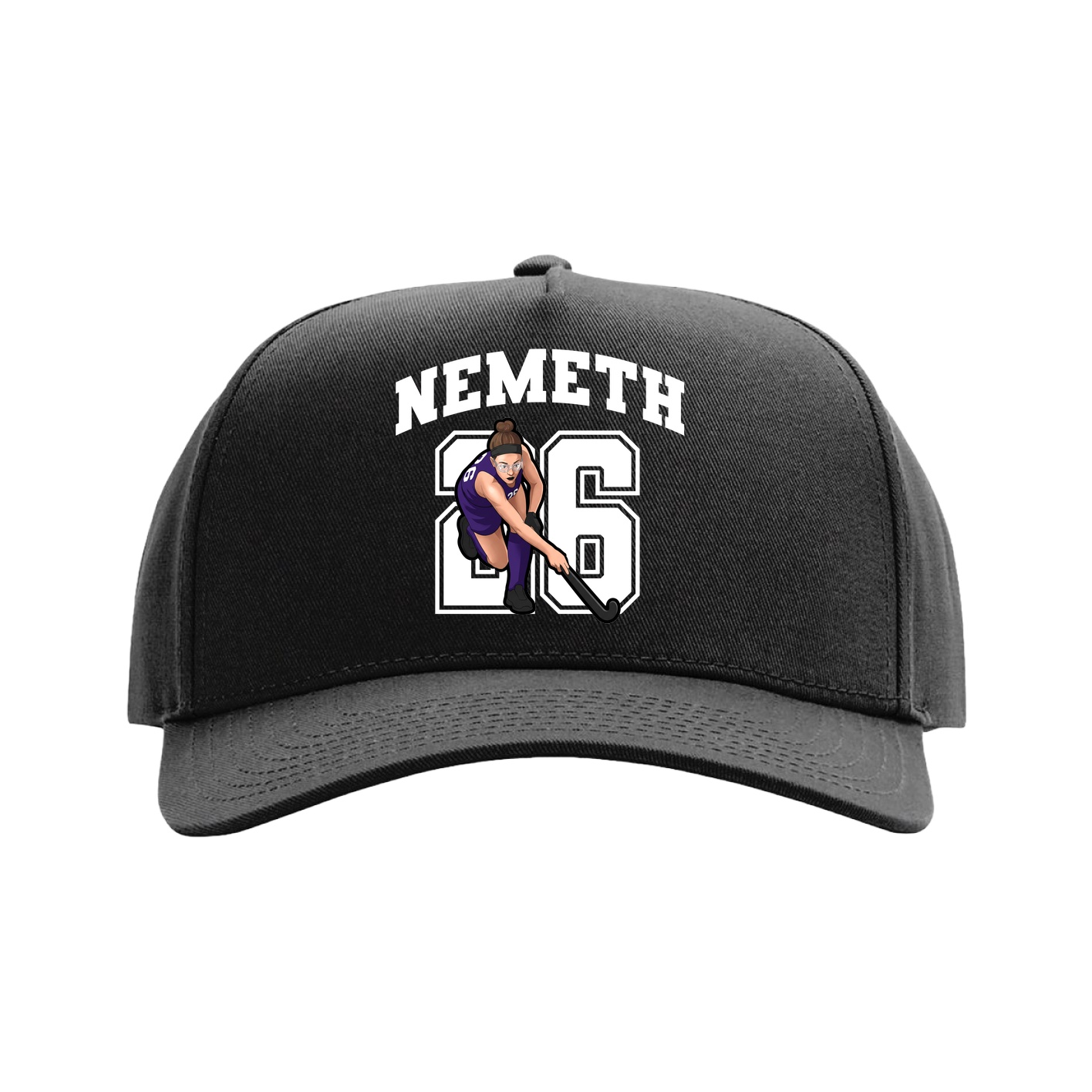 Full Fabric Five-Panel Champ Cap — Number in Black