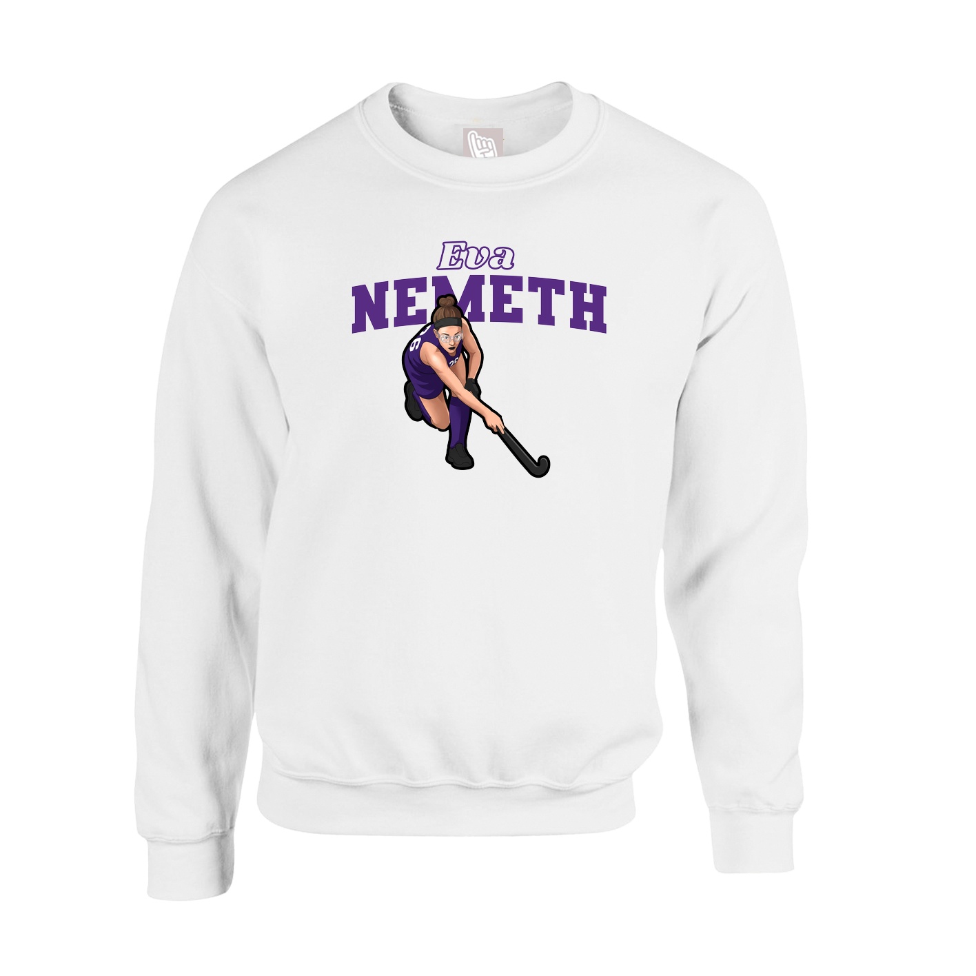 Fleece Crew — Name Arch in White
