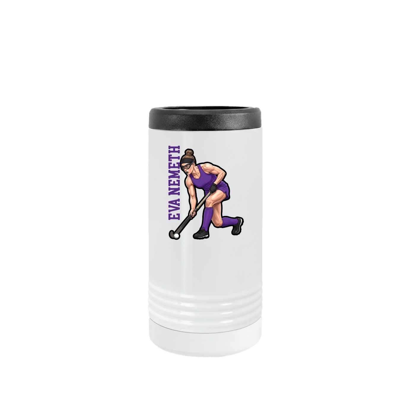 Slim Beverage Holder — Name Vertical in White