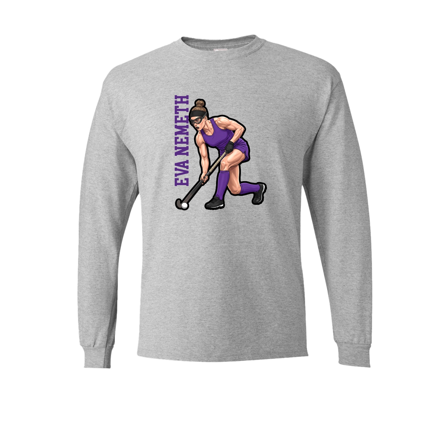 Long Sleeve Tee — Name Vertical in Grey