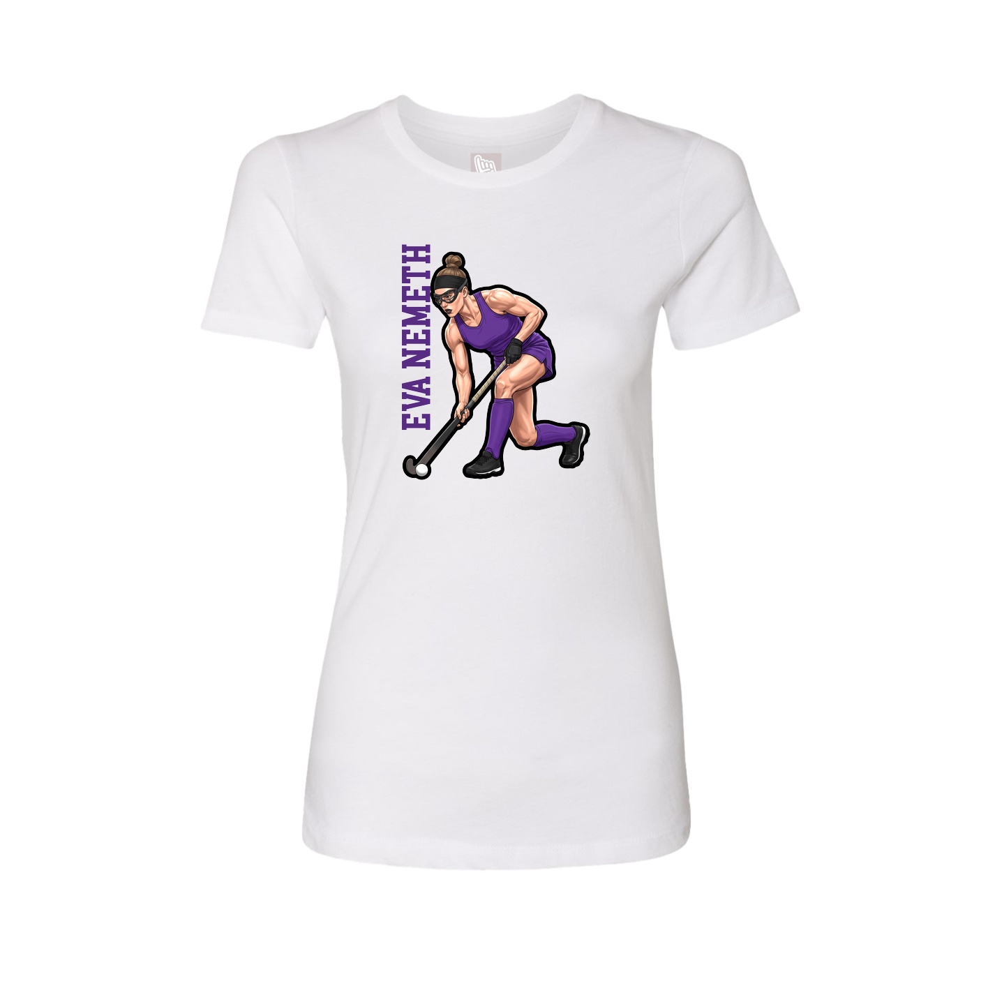 Fitted Women's Tee — Name Vertical in White