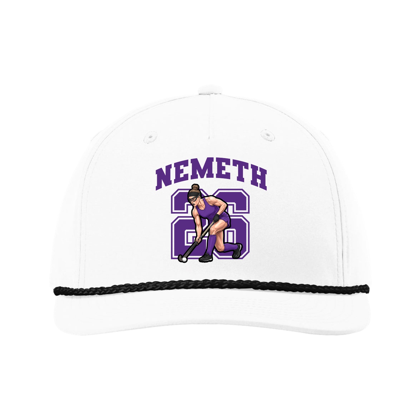 Five-Panel Classic Rope Cap — Number in White