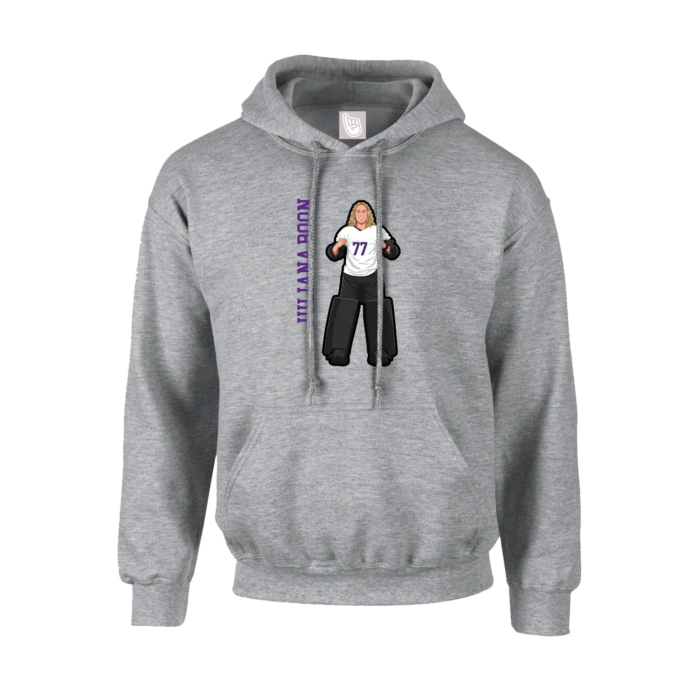 Hoodie — Name Vertical in Grey