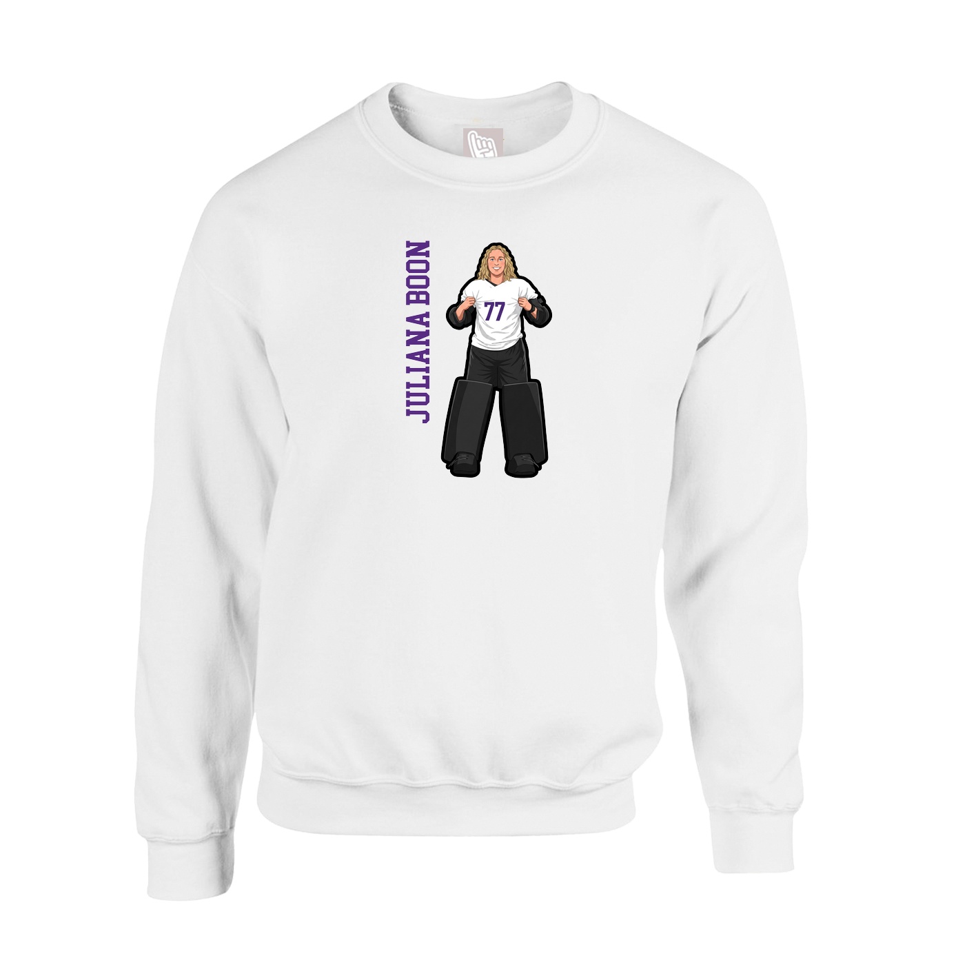 Fleece Crew — Name Vertical in White