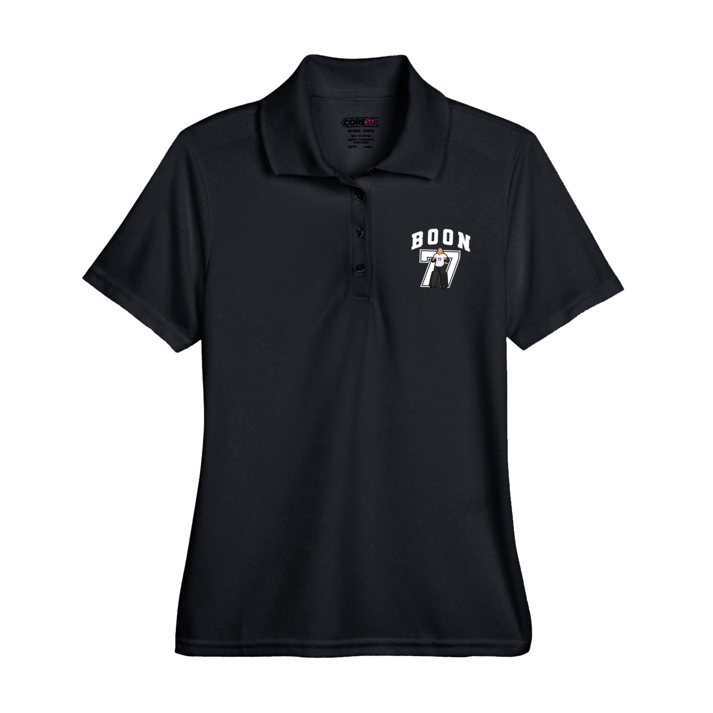 Womens Performance Polo — Number in Black