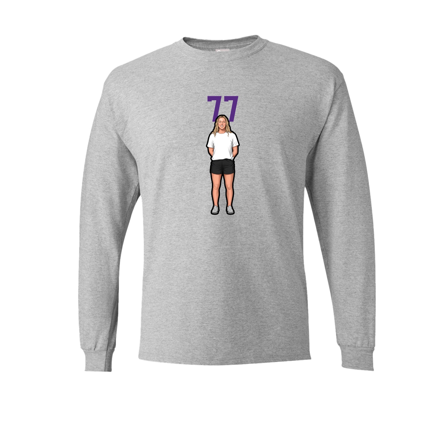 Long Sleeve Tee — Number Top in Grey