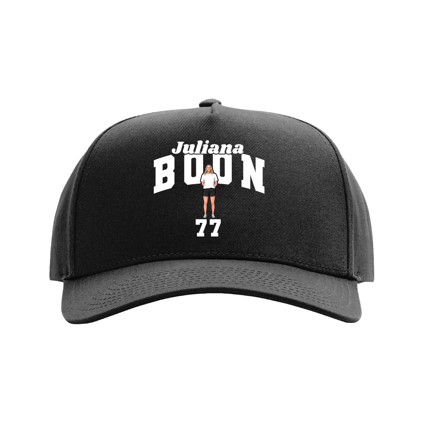 Full Fabric Five-Panel Champ Cap — Signature Arch in Black