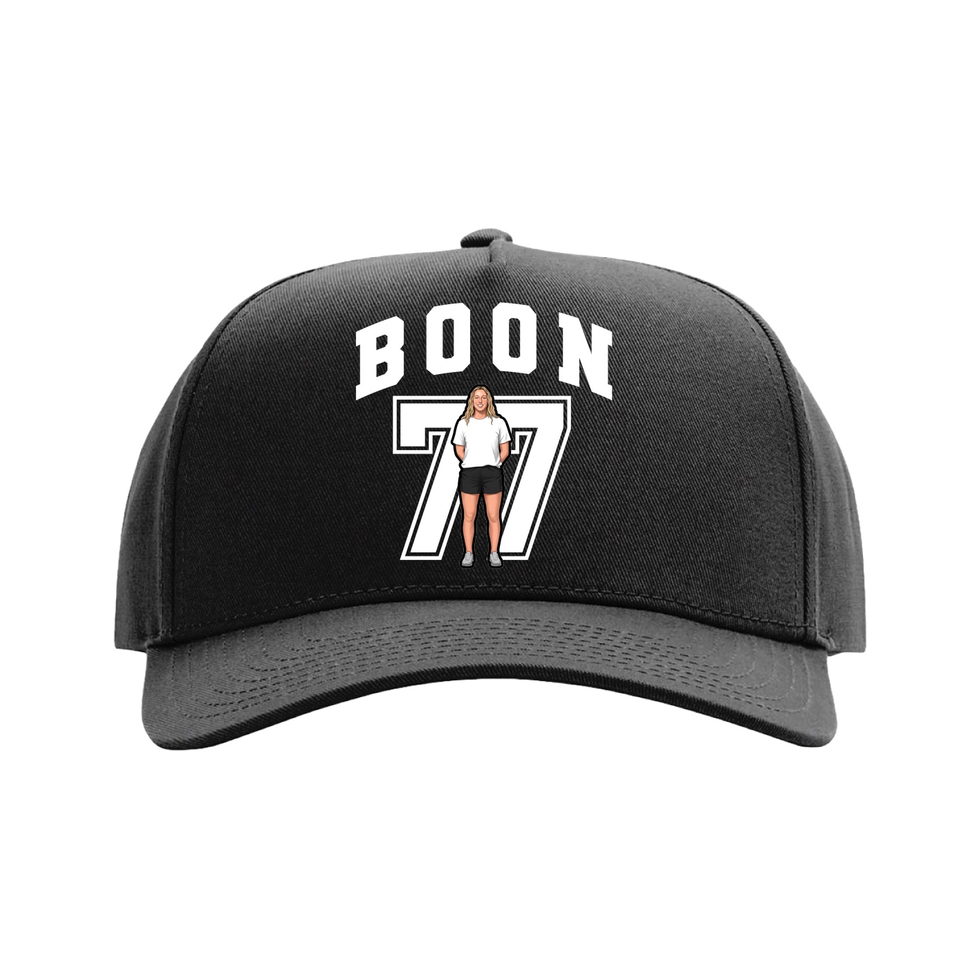 Full Fabric Five-Panel Champ Cap — Number in Black