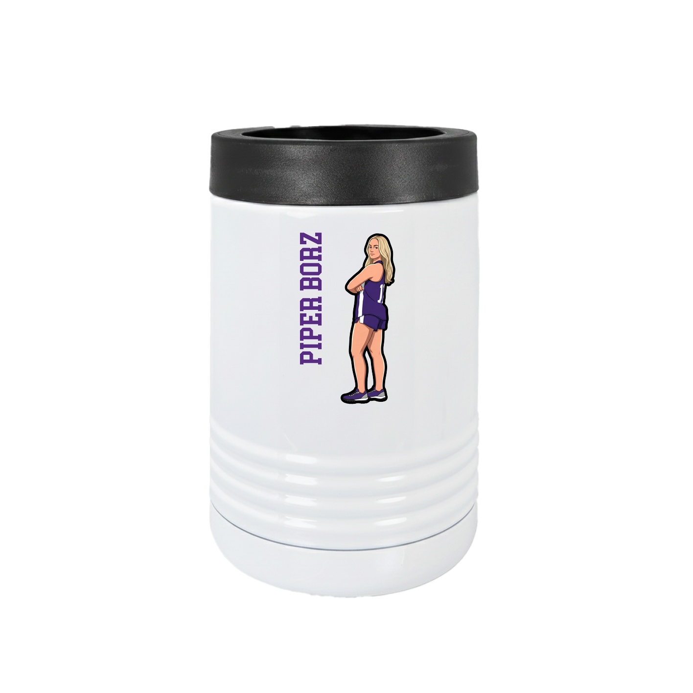 Beverage Holder — Name Vertical in White