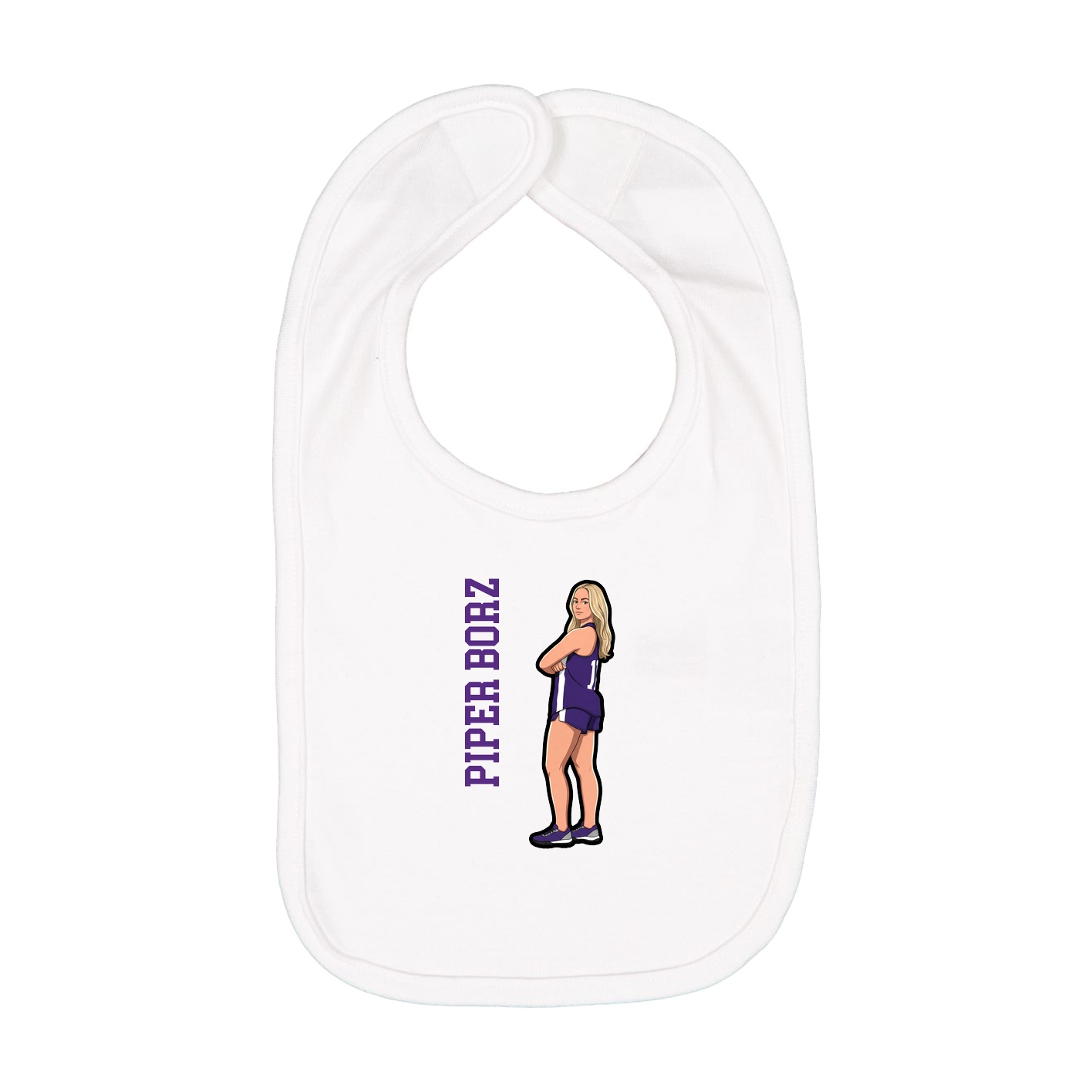 Infant Bib — Name Vertical in White