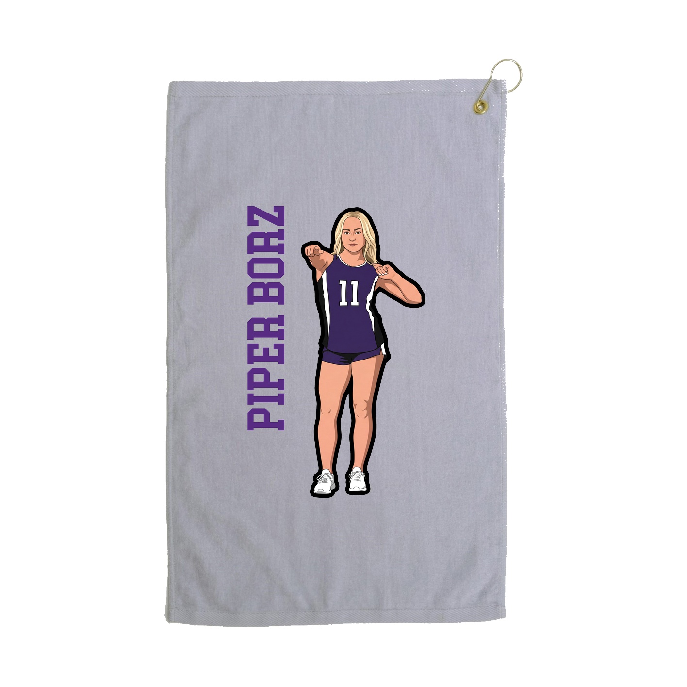 Golf Towel — Name Vertical in Grey