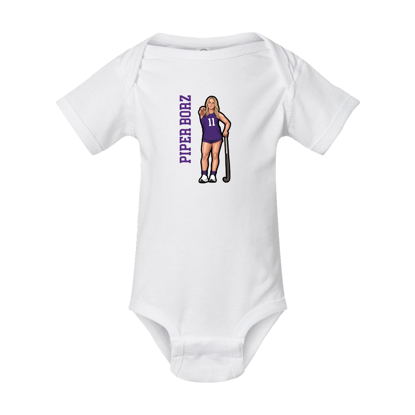 Baby Onesie — Name Vertical in White