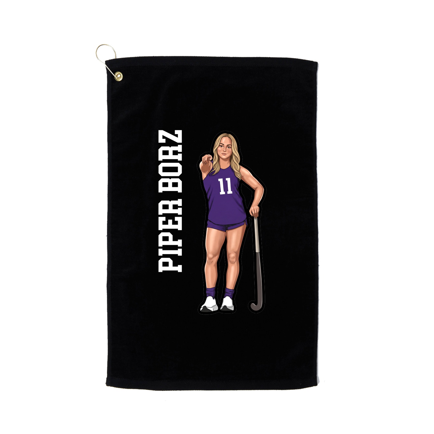 Golf Towel — Name Vertical in Black