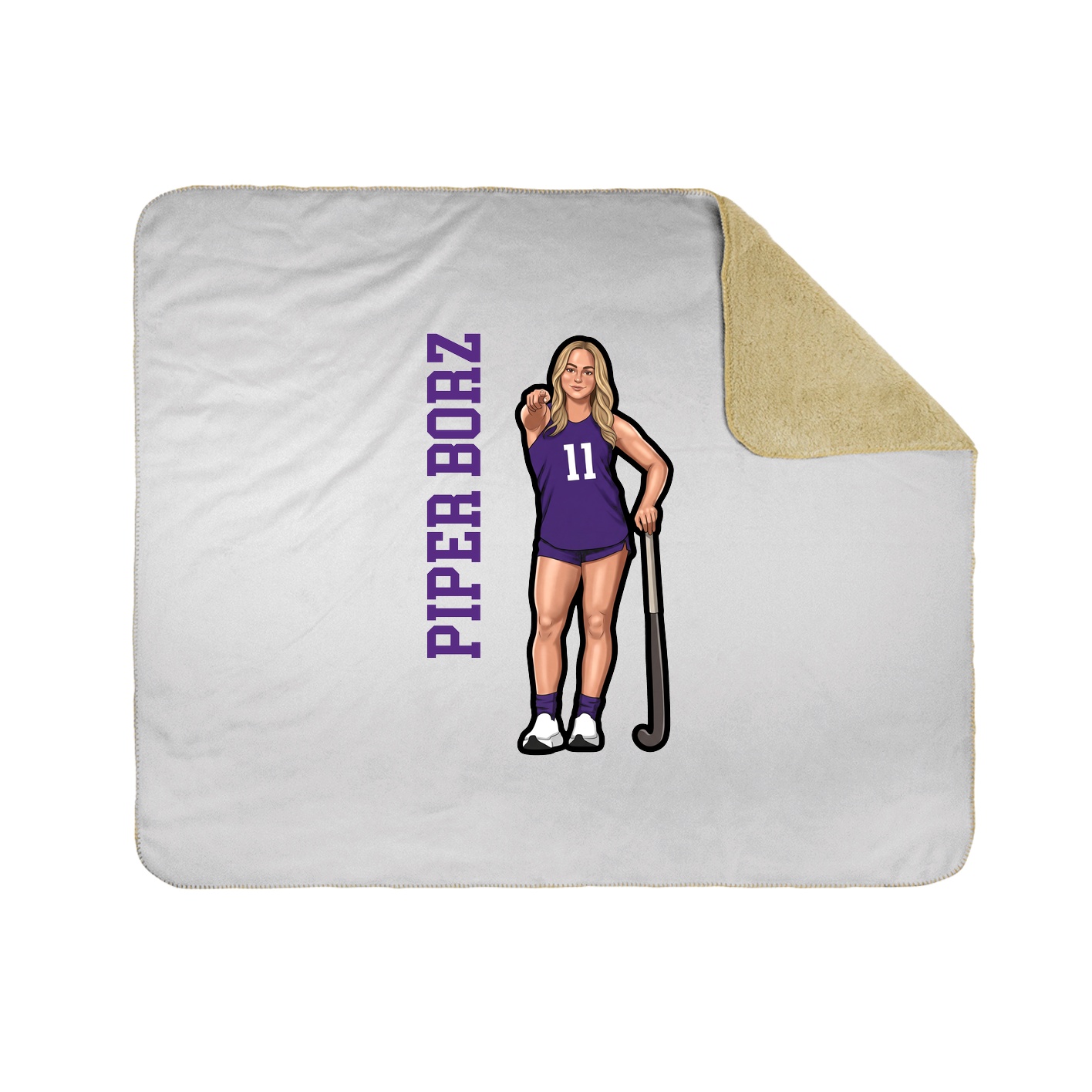 Throw Blanket — Name Vertical in White