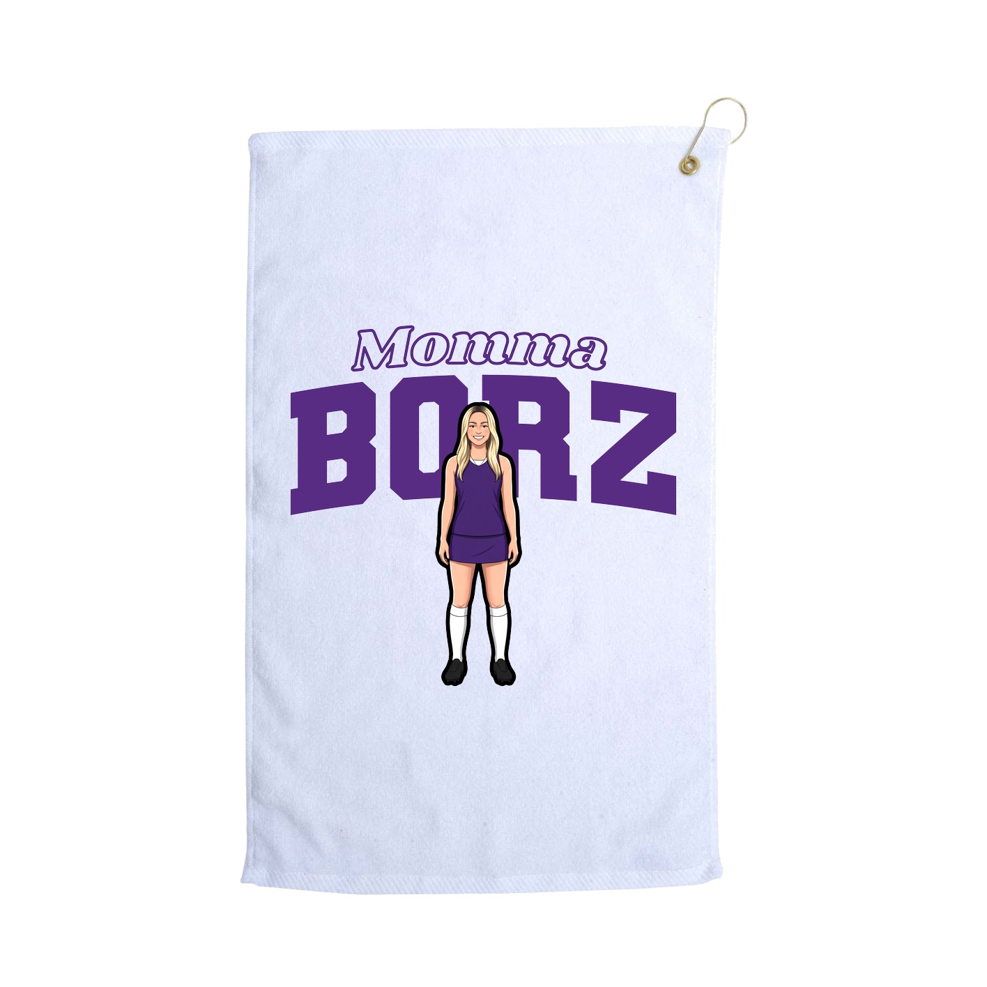 Golf Towel — Mothers Day Block in White
