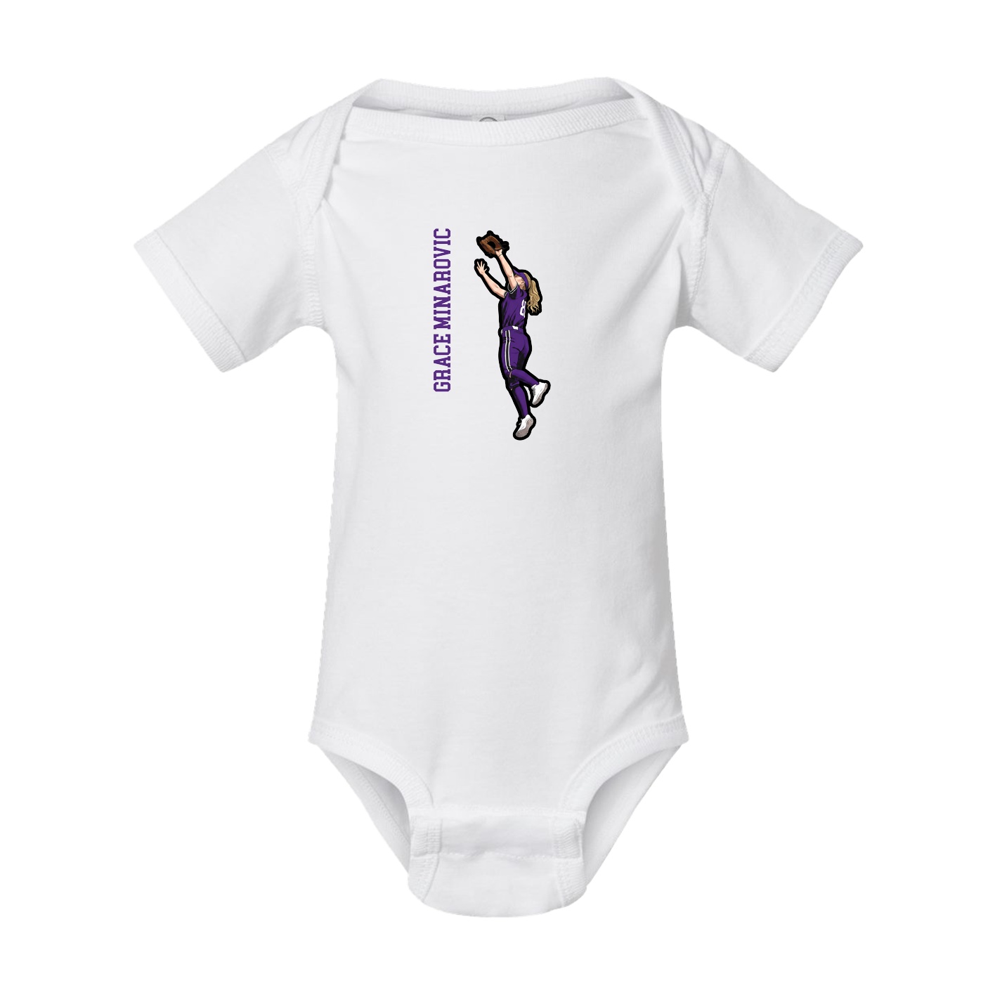 Baby Onesie — Name Vertical in White