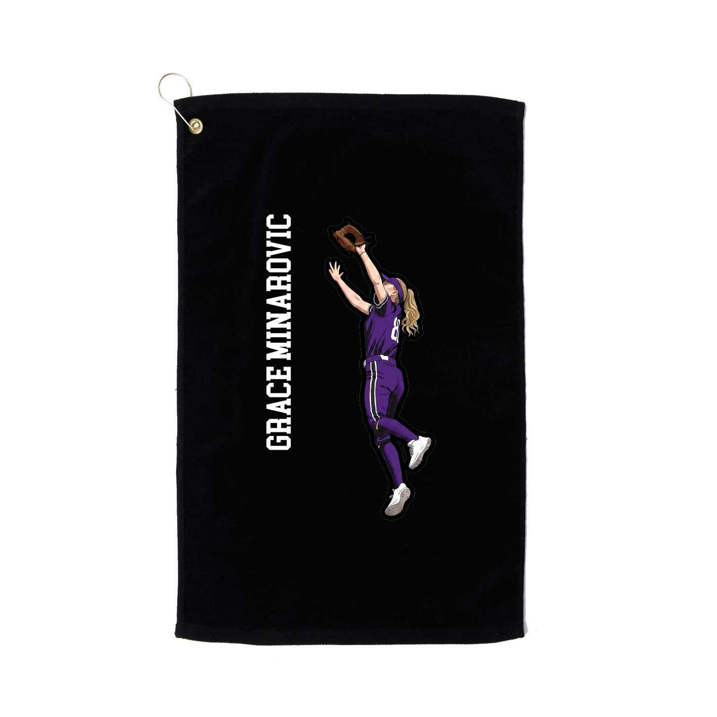 Golf Towel — Name Vertical in Black