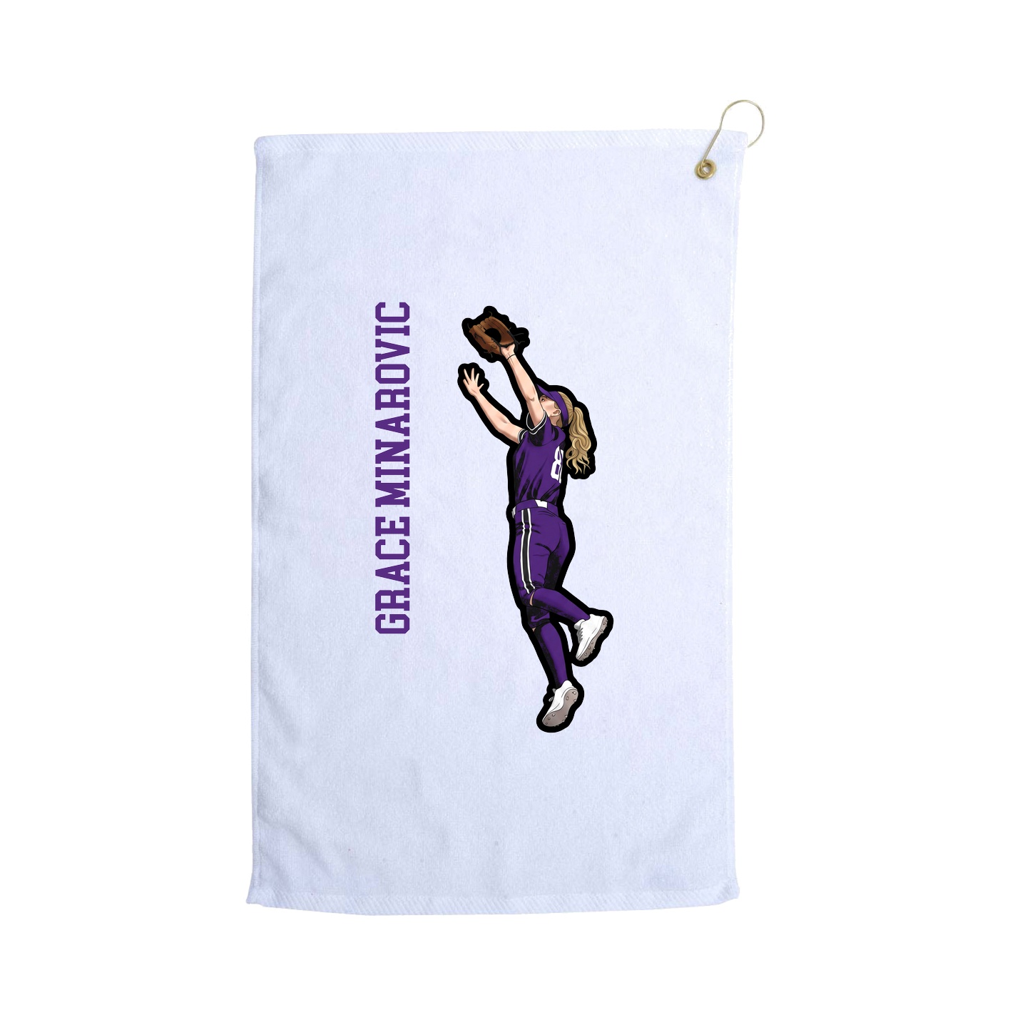 Golf Towel — Name Vertical in White