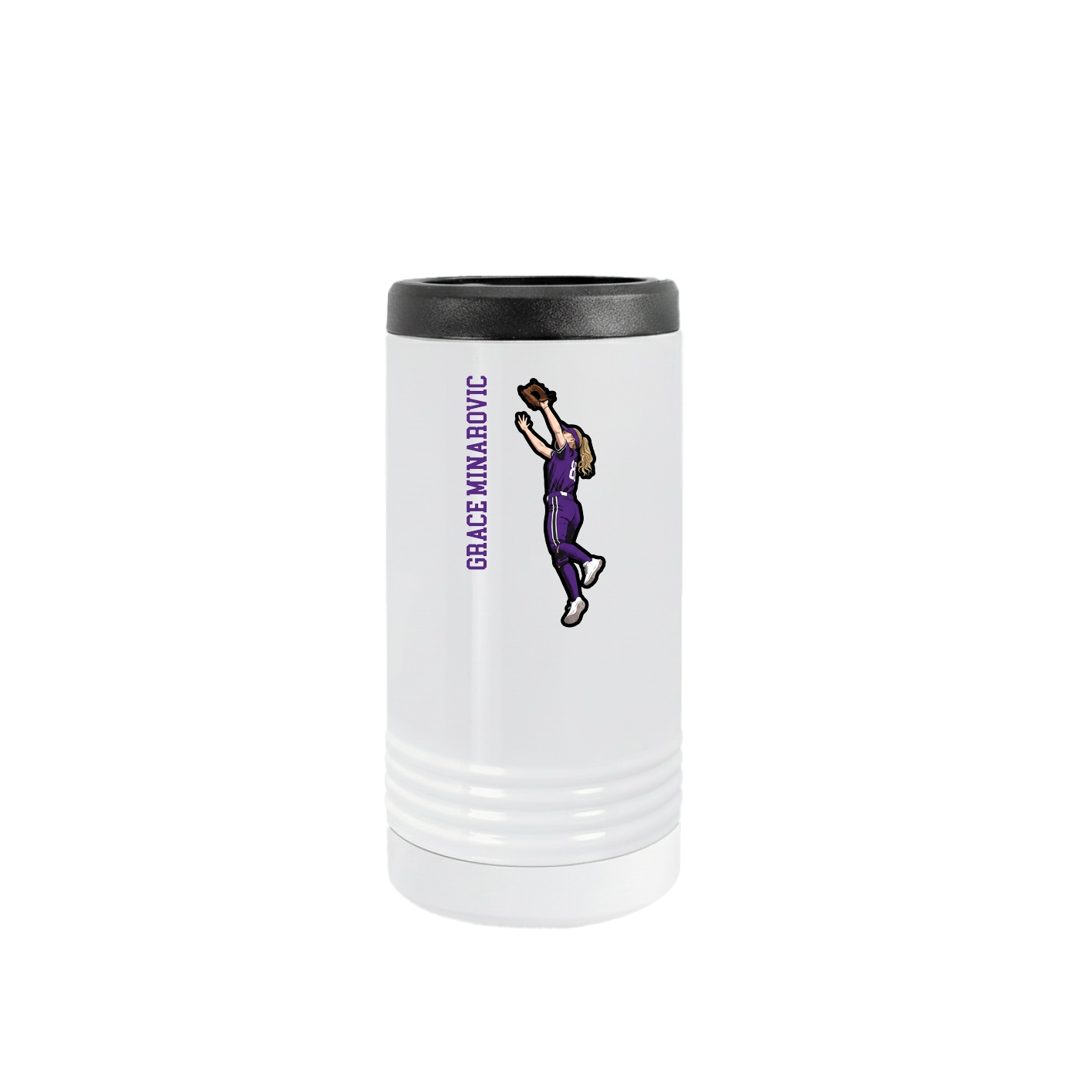 Slim Beverage Holder — Name Vertical in White