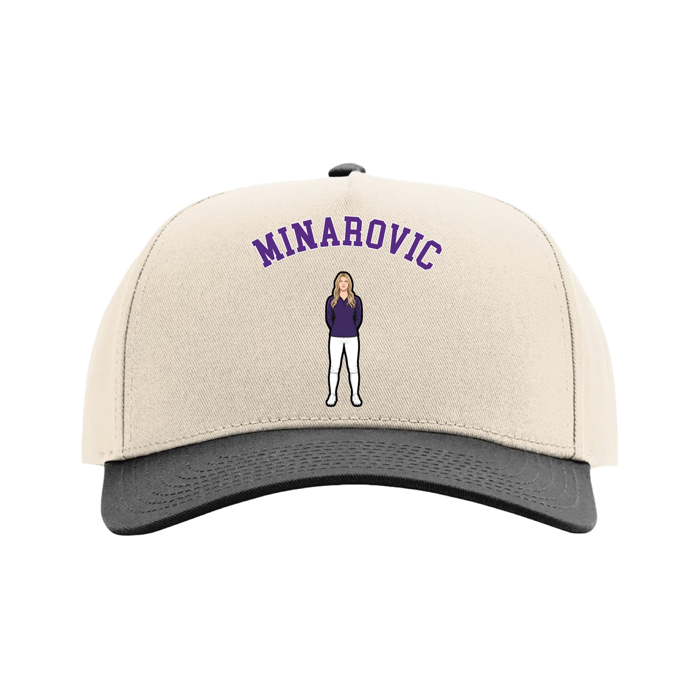 Full Fabric Five-Panel Champ Cap — Shirsey Arch in Cream/Black