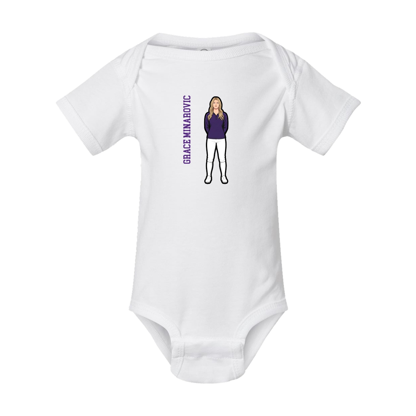 Baby Onesie — Name Vertical in White