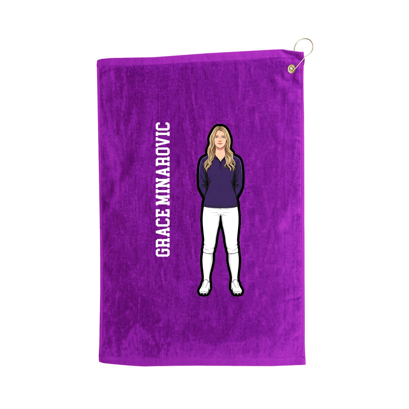 Golf Towel — Name Vertical in Purple