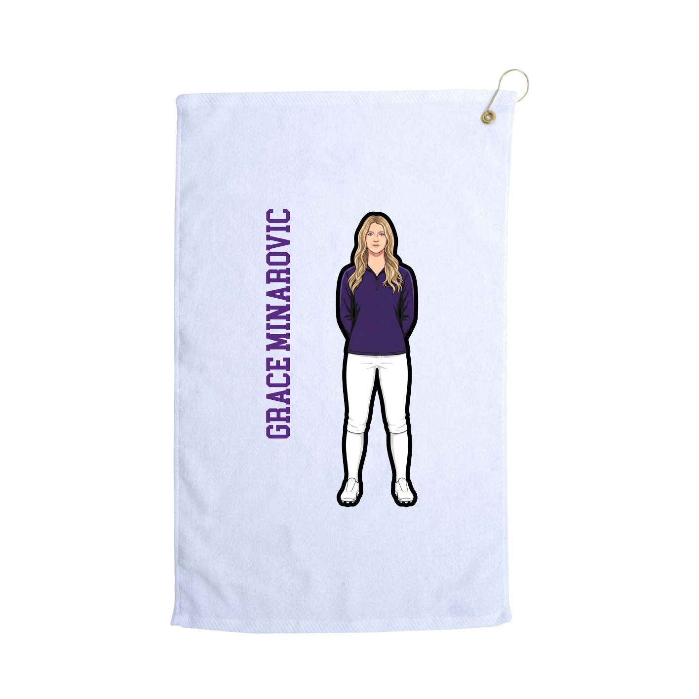 Golf Towel — Name Vertical in White